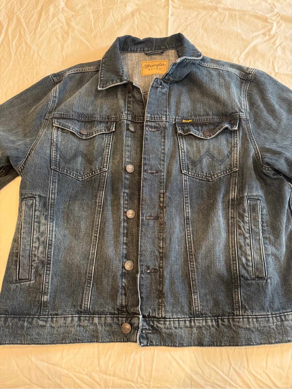 Wrangler Blue/Black Denim Jacket - Classic Button-Front